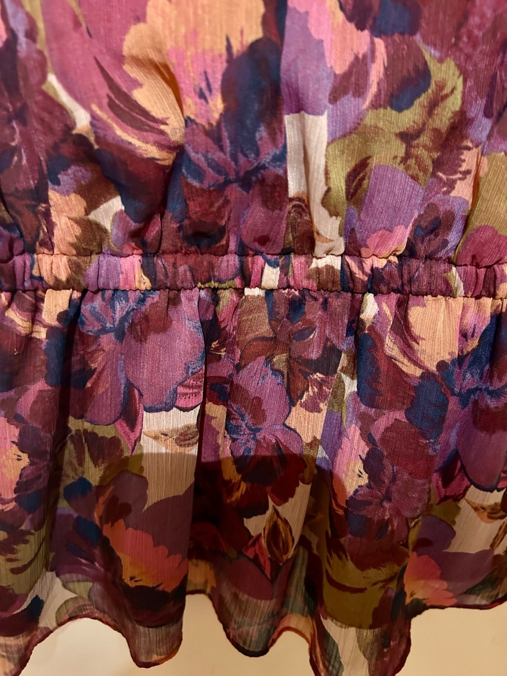 SOFIA Floral Surplice Peplum Blouse in Berry Mix - Picture 3 of 6